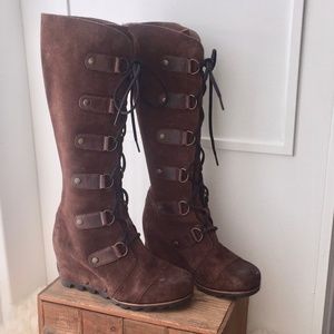 Sorel Joan of Arctic Lace Up Wedge Knee Boots